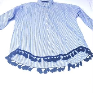 ZARA Women Pin Striped Button Down Shirt